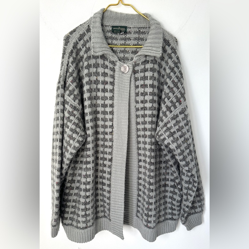 Vintage Boundary Waters Gray Rainbow Knit Open Retro Collared Sweater Women’s 3X